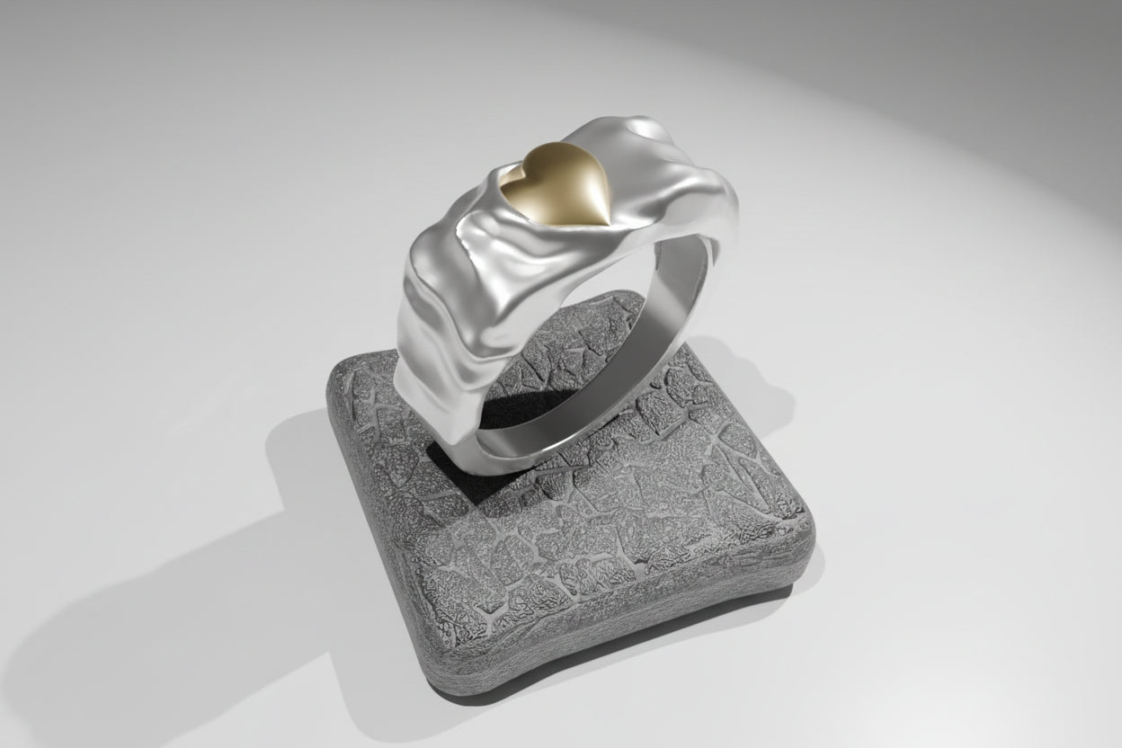 mystic heart - silver ring